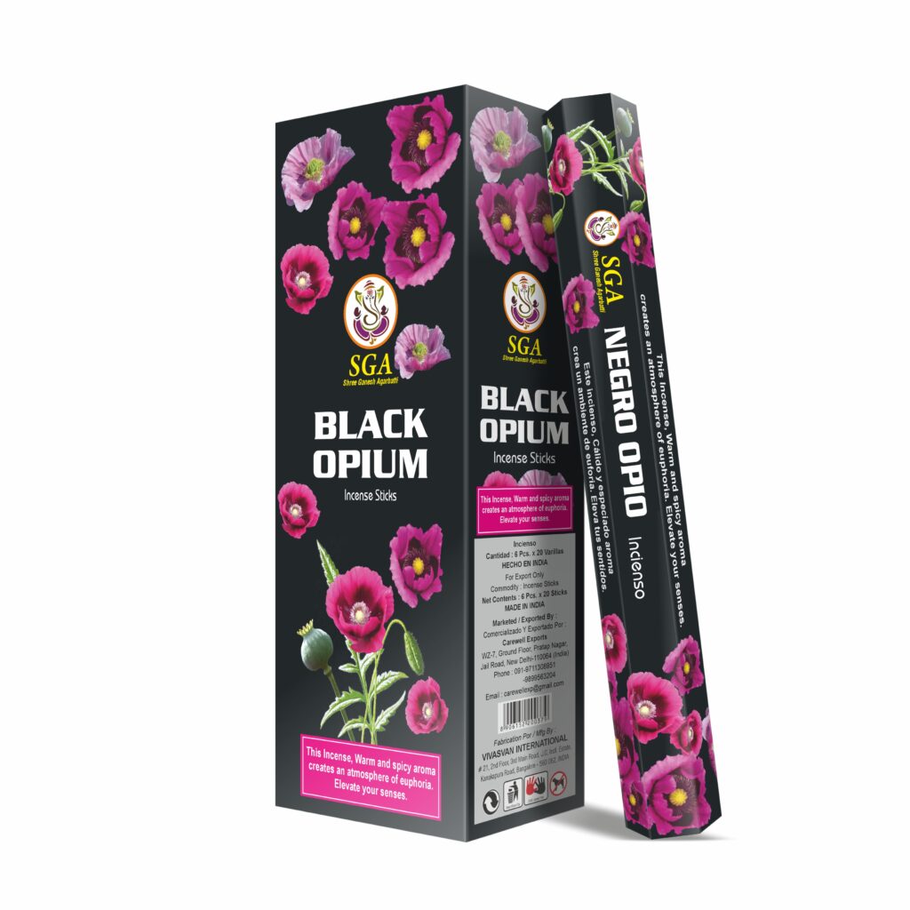 incienso black opium SGA floral oscuro misterioso pack 20 varillas