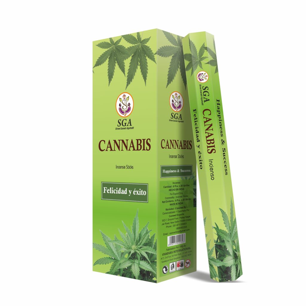 incienso aroma cannabis SGA terroso notas verdes pack 20 varillas