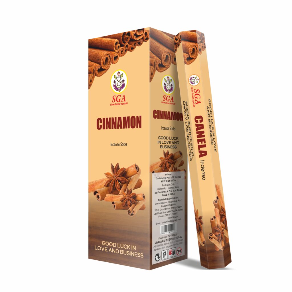 incienso de canela SGA especiado energizante 20 varillas