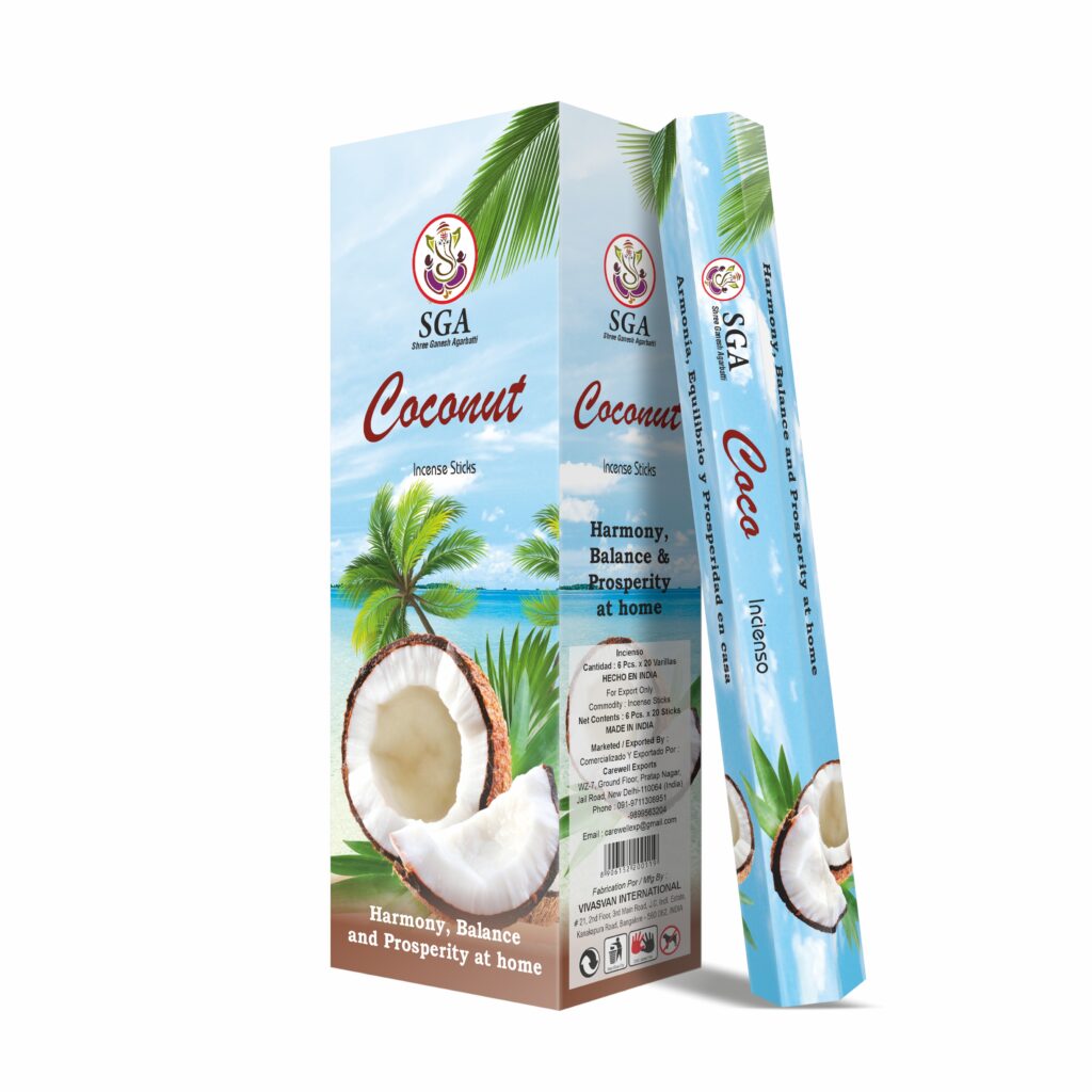 incienso de coco SGA dulce tropical 20 varillas