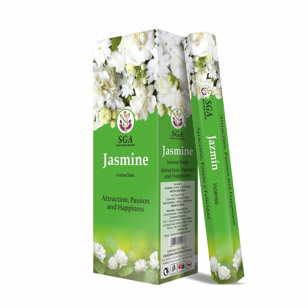 incienso de jazmín SGA floral dulce intenso pack 20 varillas