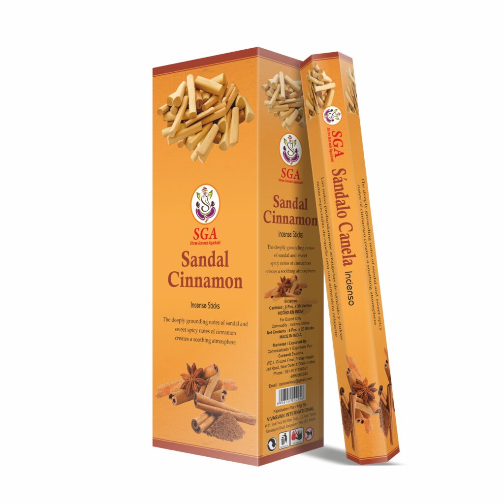 incienso de sándalo y canela SGA aroma amaderado especiado 20 varillas