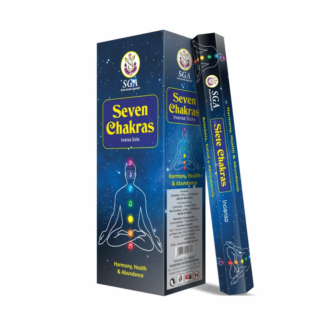 incienso 7 chakras SGA equilibrante aroma meditativo 20 varillas
