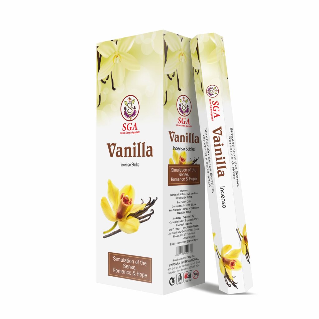 incienso de vainilla SGA natural aroma dulce 20 varillas