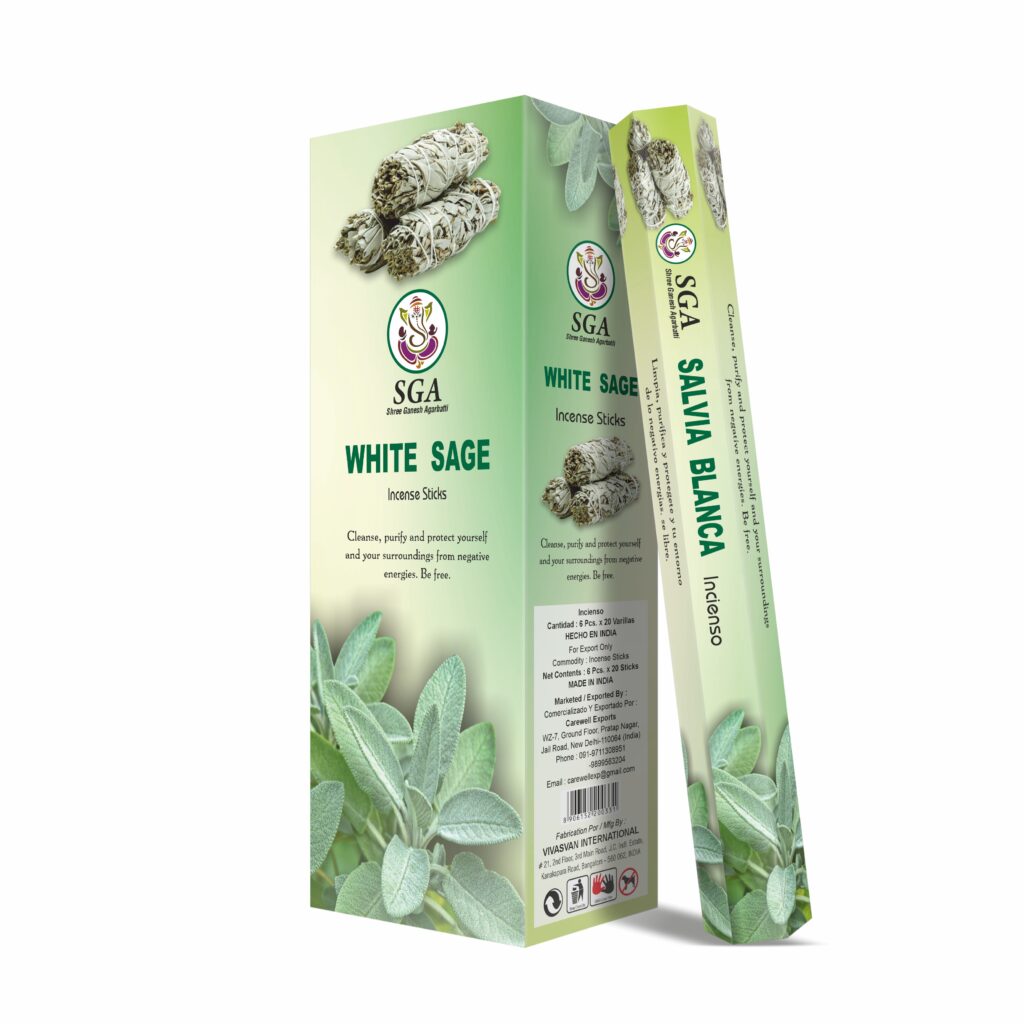 incienso de salvia blanca SGA purificante aroma herbáceo 20 varillas